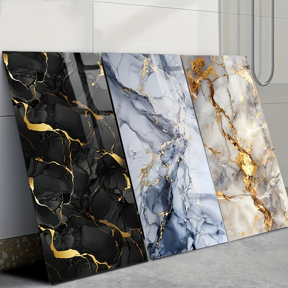 Peel and Stick Marble Tile Stickers – Self Adhesive Foam Wall Tiles for Bathroom Kitchen Office Bohemian Home Decor (50/100pcs, White/Gray/Black/Blue Gold)