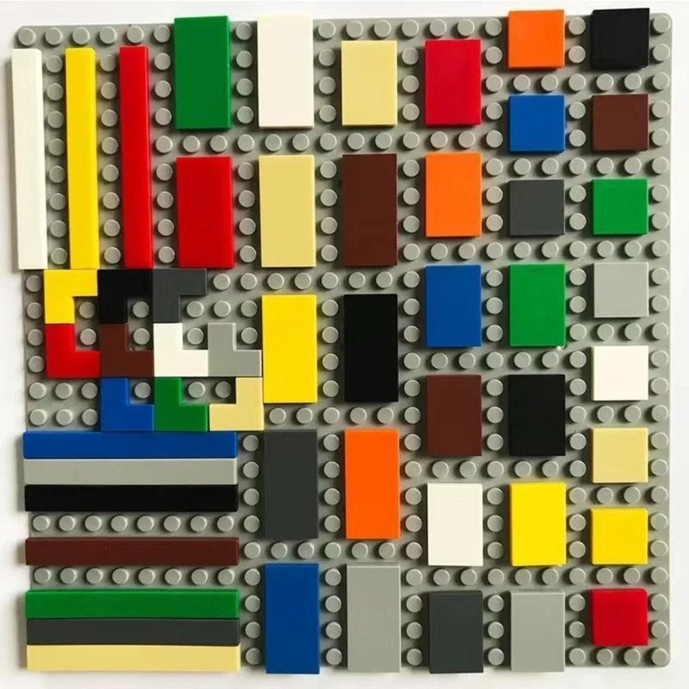 Bulk Smooth Flat Tile Building Blocks, Approx. 150 Pieces, 1x1 1x2 & 1x6