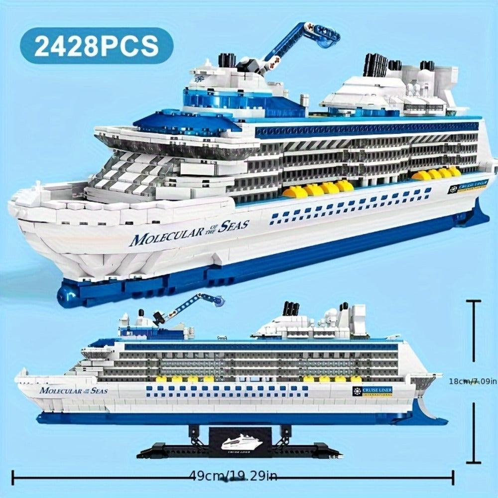 2428-Piece Cruise Ship Building Block Display Model with Nautical Details