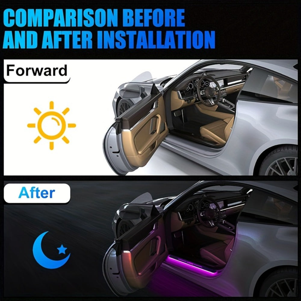 LED Door Threshold Welcome Light 4 Pack Wireless - Auto Motion Sensor, 7 Preset Colors, No Wiring, Car Door Sill Pedal Light, Home Entry & Hallway Lighting, Birthday Housewarming Gift for Men & Women
