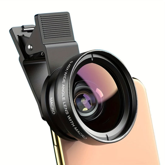 Clip-On Phone Lens Kit 2-in-1 – 0.45x HD Wide Angle & 12.5x Super Macro Lens for iPhone & Android, Universal Smartphone Camera Upgrade for Travel, Nature & Content Creation