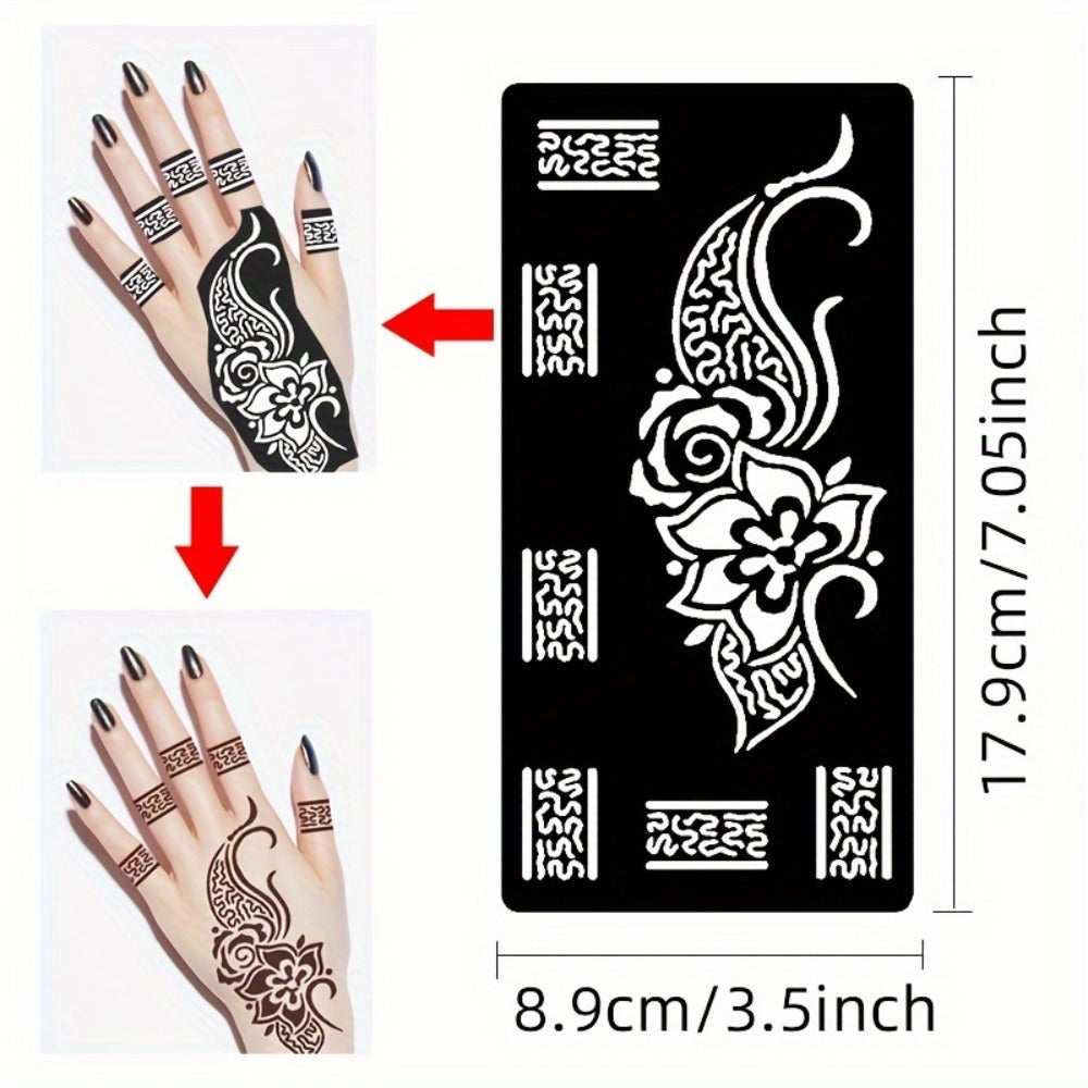 Reusable Tattoo Stencil Templates 9 Sheets Large Flower Designs Airbrush Glitter Body Art Kit for Arms Hands Navel Legs DIY Party Festival Fake Temporary Tattoo Supplies