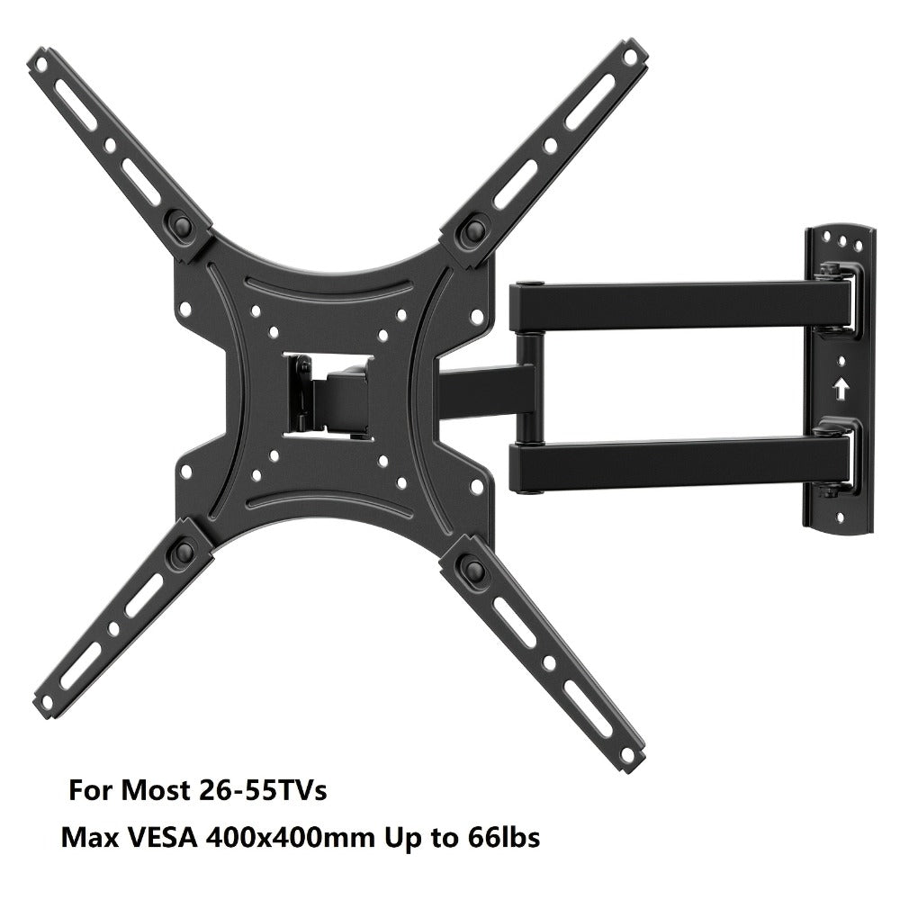 Full Motion TV Wall Mount 37-75 Inch – Heavy Duty Dual Arm Swivel Tilt, 132 lbs Capacity, VESA 600x400mm, Extends 15.4 Inch, Fits LED LCD OLED Flat Curved Screens, Cable Management Included