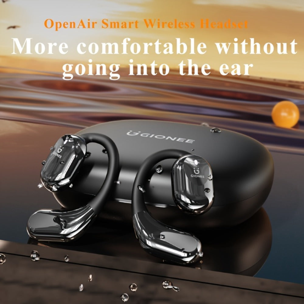 Gionee 90° Suspension Sport Earhook Wireless Earphones, Digital Display Charging Case Noise Cancelling HD Sound, Secure Fit Headphones for Gaming Movies Music Car iPhone Android