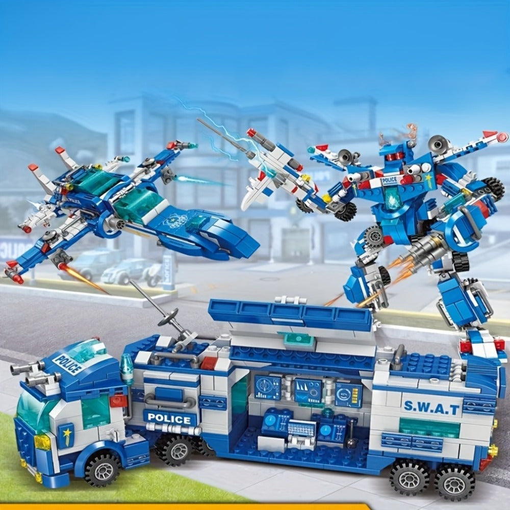 City Police Building Block Set, 700 Pieces with Patrol Vehicles