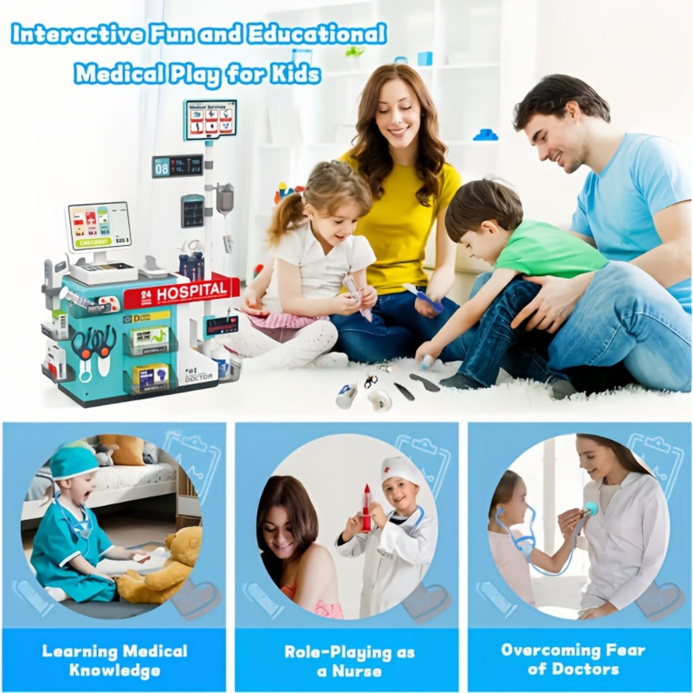 Doctor Play Set with 49 Pieces, Medical Station & Cashier Pretend Play