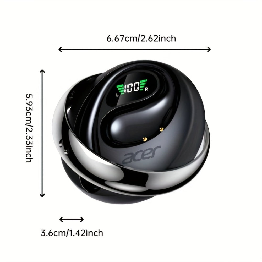 Acer TWS Wireless Earbuds Hook Design Low Latency Gaming 2025 New – HiFi Deep Bass Noise Reduction Ultra-Long Battery Touch Control Lightweight for Sports Running Daily Use