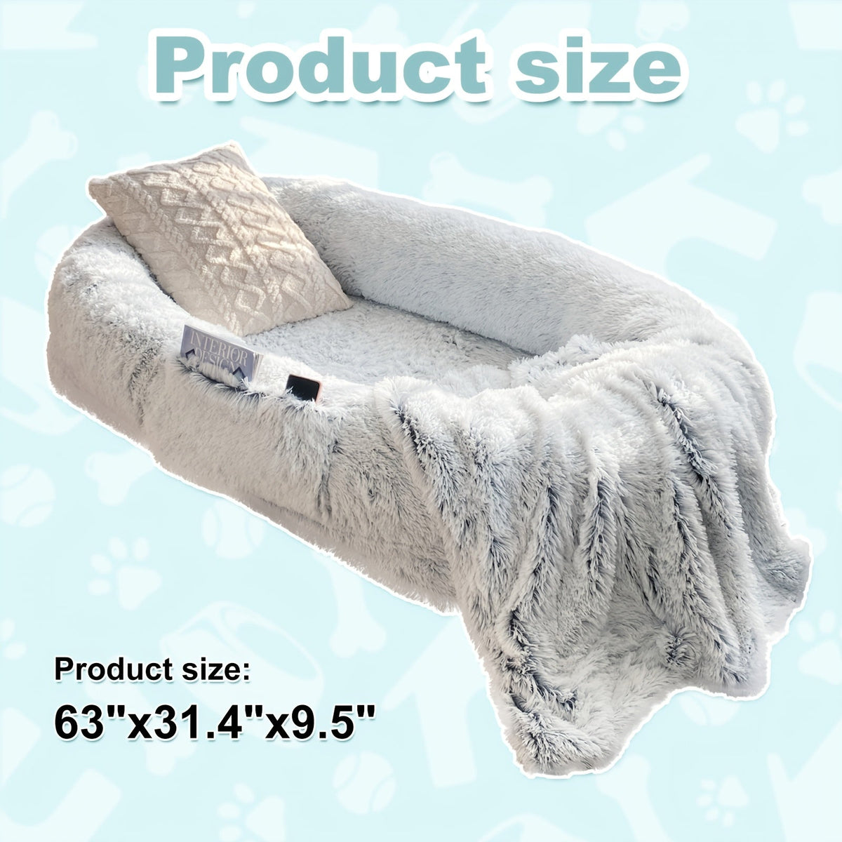 Human Dog Bed with Washable Faux Fur Cover in Two Size Options for People and Pets