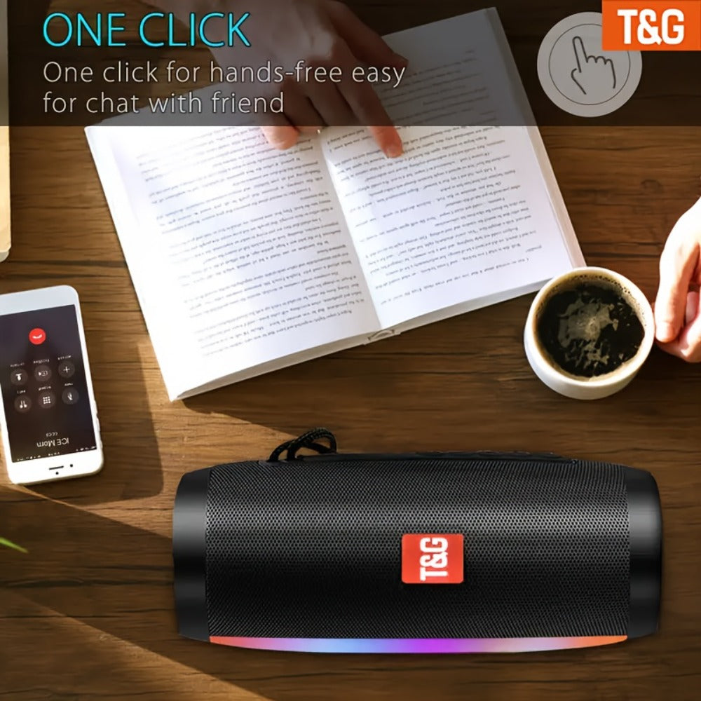 TG157 10W Dual Bluetooth 5.0 Speaker with LED Flash Lights, 5.1 Surround Sound, TF Card AUX USB FM Radio, 1200mAh Rechargeable Compact Wireless Speaker for Outdoor Camping Travel & Home Use