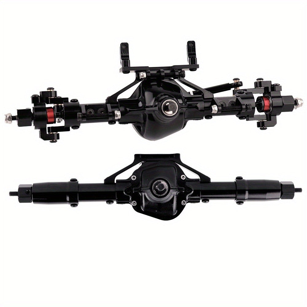 Metal Axle Upgrade Kit for 1/10 RC Crawlers, CNC Aluminum Front and Rear Straight Axles, SCX10 90046 90047