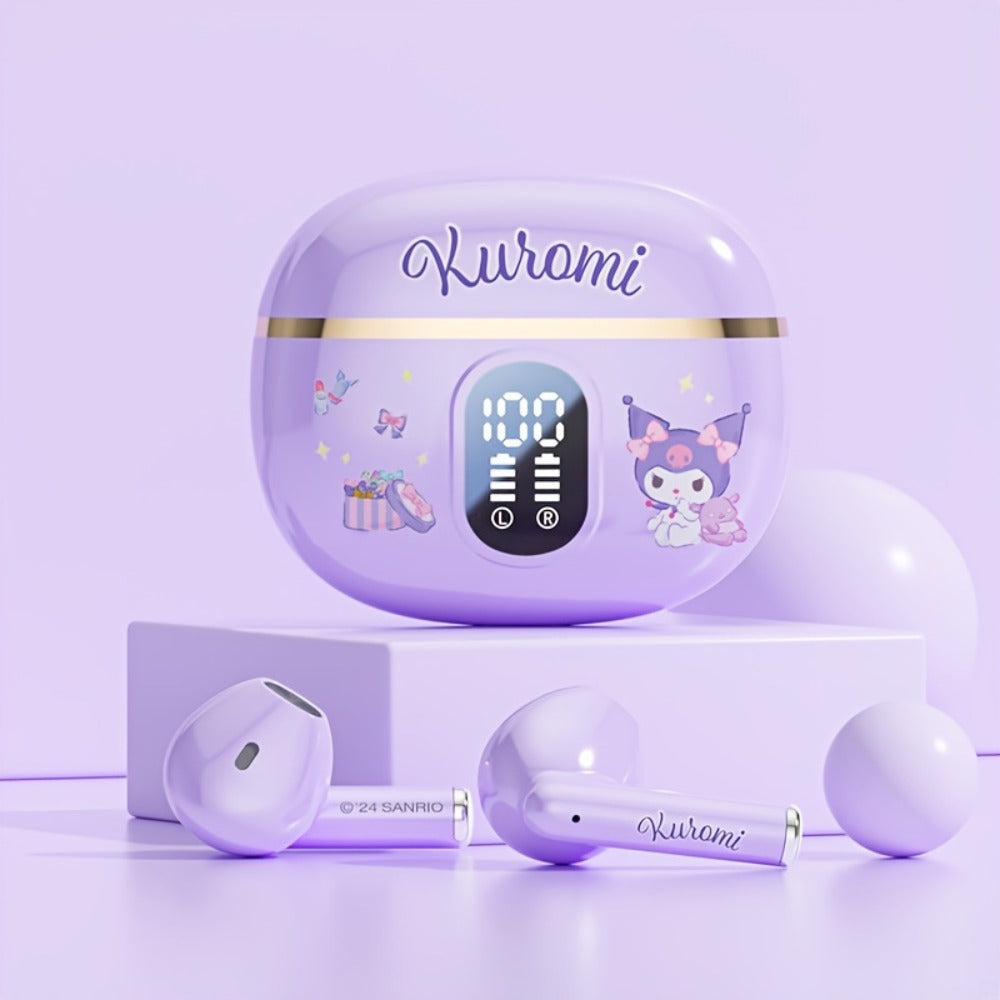 Sanrio Hello Kitty Kuromi Cinnamoroll Bluetooth Earbuds Cute Wireless Earphones 3 Styles Power Display Gaming Earbuds Easy to Carry for Daily Exercise Study Outdoor Holiday Birthday Gift