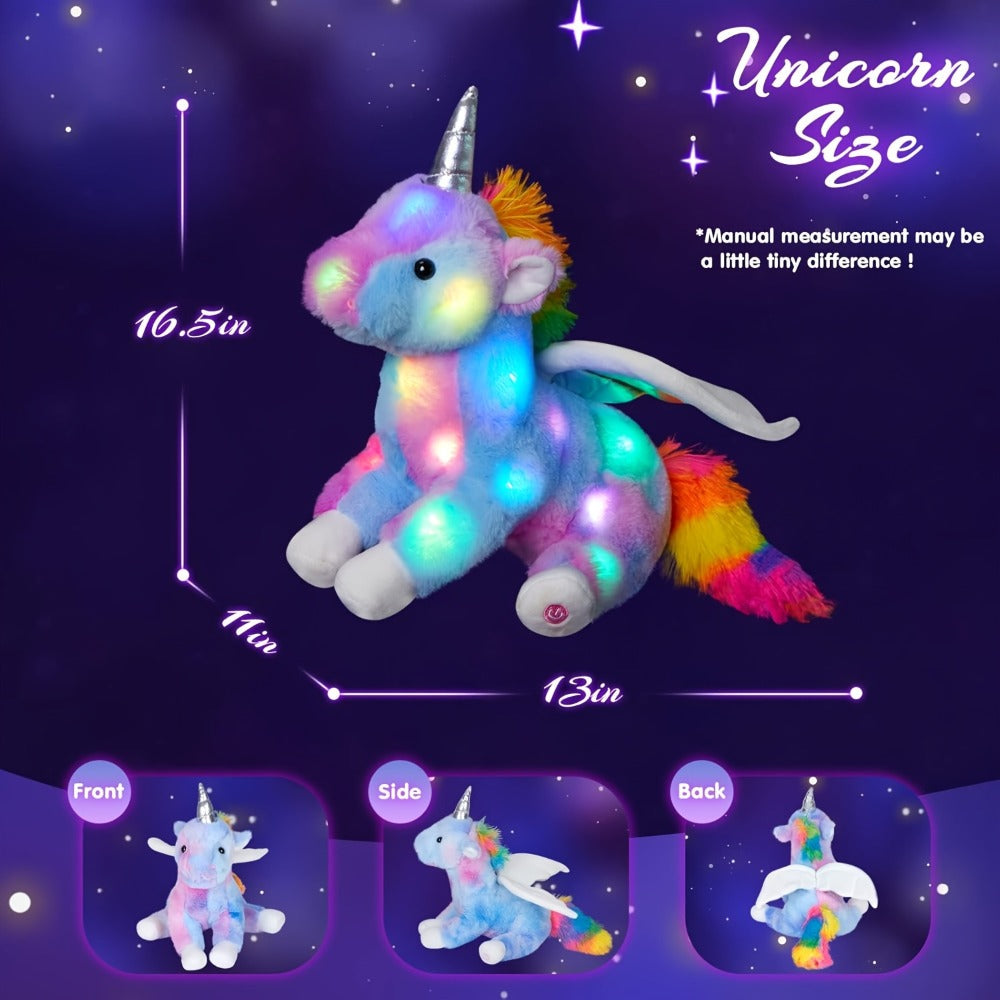 Glowing Unicorn Plush Toy with Optional Music in Two Styles