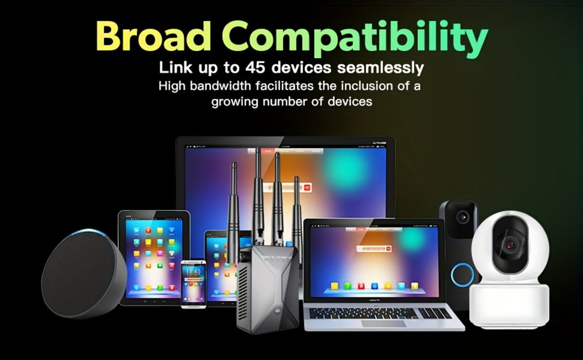 Ethernet Port WiFi Booster 1200Mbps Dual Band 5GHz & 2.4GHz, Up to 89% Faster WiFi Extender, 2026 Latest Upgraded Internet Signal Repeater for Gaming Smart TV Remote Work Large Home, Black