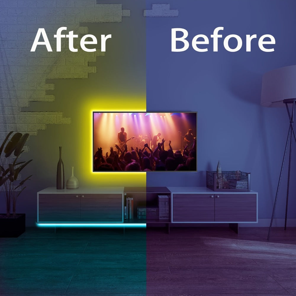 RGB LED Strip Lights 50ft/100ft – Color Changing Tape Light with 44-Key Remote, 20 Colors & 8 Modes, Easy Install, for Bedroom, Living Room, Kitchen, Bar, Wedding & Party Decoration