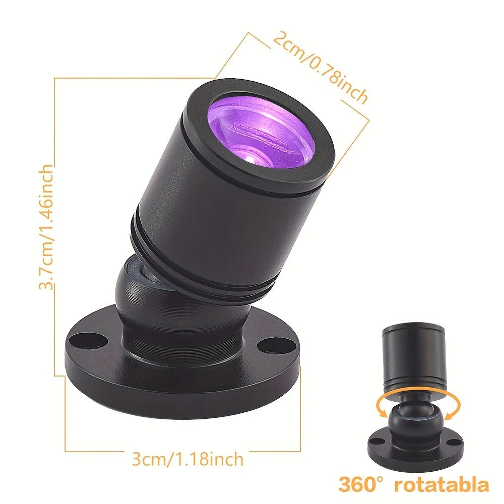 LED UV Blacklight USB Powered Mini Spotlight – Glow Party, Tapestry & UV Reactive Decoration with On/Off Switch