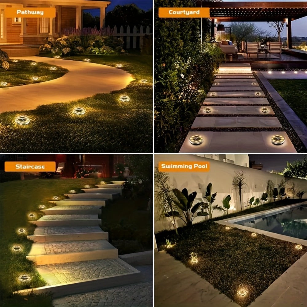 Solar Ground Lights Outdoor 8-Pack 8LED Dimmable Touch Control Waterproof Solar Garden Decorative Lights for Yard Lawn Pathway Park Vegetable Garden Landscape Lighting - Warm & Cool White