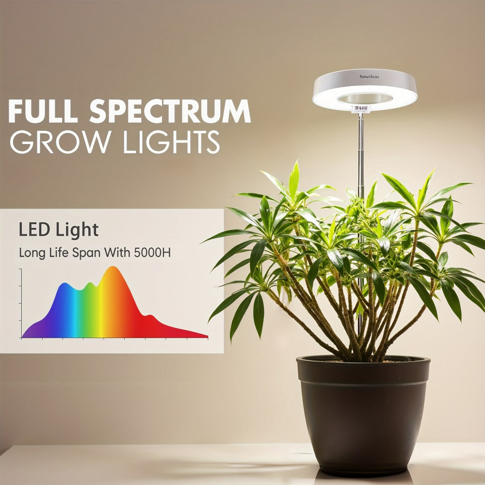 Full Spectrum LED Grow Lights for Indoor Plants – 3-Pack with Auto Timer 3/6/9H, 4 Dimmable Levels & Adjustable Height | Desk Lamp for Seedlings, Herbs, Succulents & Houseplants
