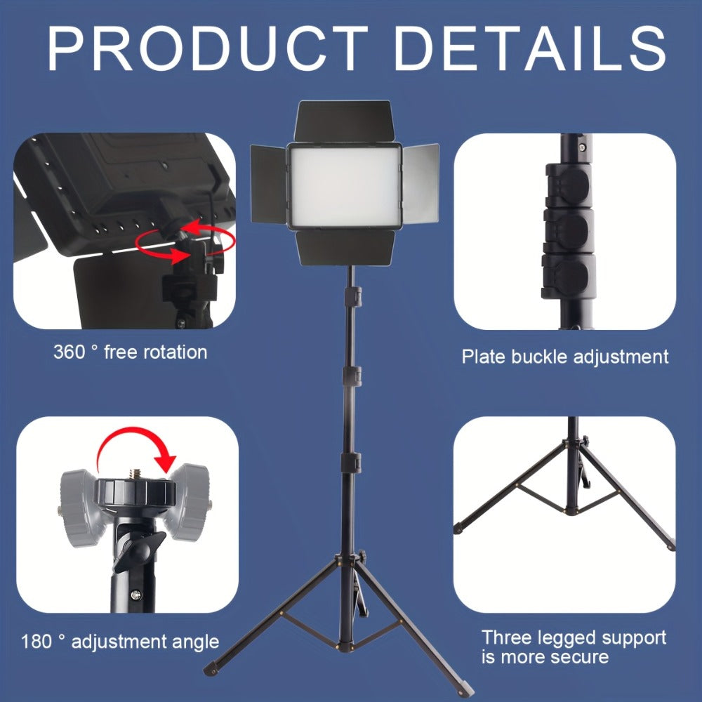 LED Fill Light Kit Studio Photography Lighting Set 10-Inch Square Dimmable 3 Color Modes with 51-Inch Adjustable Tripod 4pcs Baffles for Video Recording Live Streaming Selfie Conference Photo Studio