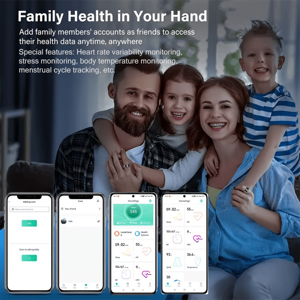 Health Monitoring Smart Ring with Heart Rate HRV Sleep Tracking, Steps Calories Body Temp & Menstrual Cycle – Bluetooth 5.3, iOS & Android, Sizes #7-#13, Rose Gold Black Silver
