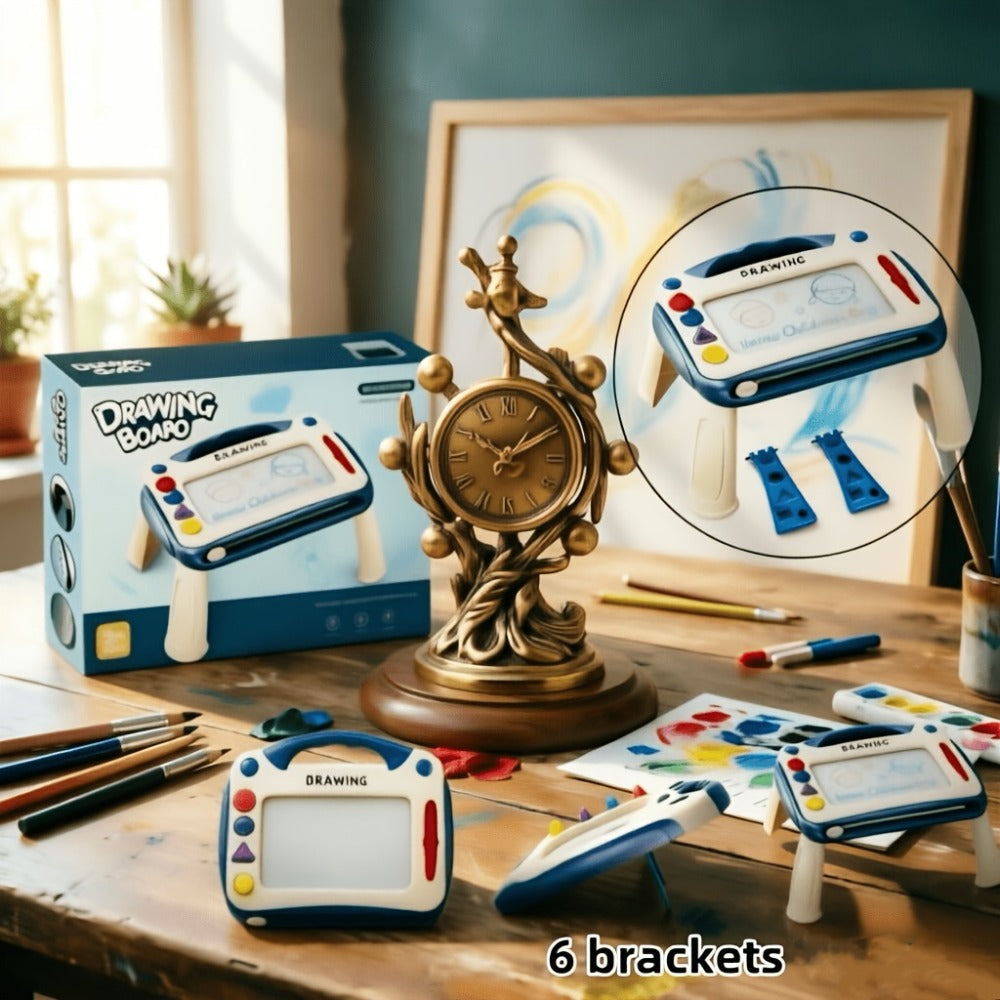 Kids Magnetic Drawing Board 3-in-1 Doodle Kit – Reusable Erasable Toddler Art Toy with Stamps, Pen & Stand | STEM Learning Gift for Boys Girls Ages 3-8 Birthday Christmas Easter
