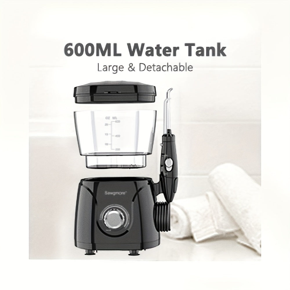 Water Flosser for Teeth & Braces 600ml Large Tank – 10 Adjustable Pressure Levels 8 Nozzles IPX4 Waterproof Professional Oral Irrigator Desktop Electric Dental Flosser for Adults Family