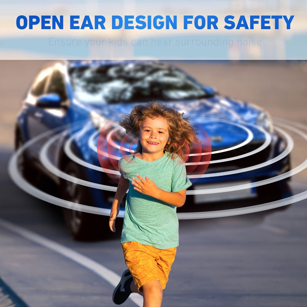 Kids Open Ear Headphones Air Conduction Wireless Bluetooth Headset Mic 20H Playtime Safe Hearing Protection Stereo Sound School Sports Outdoor Children Earphones Orange Red Green
