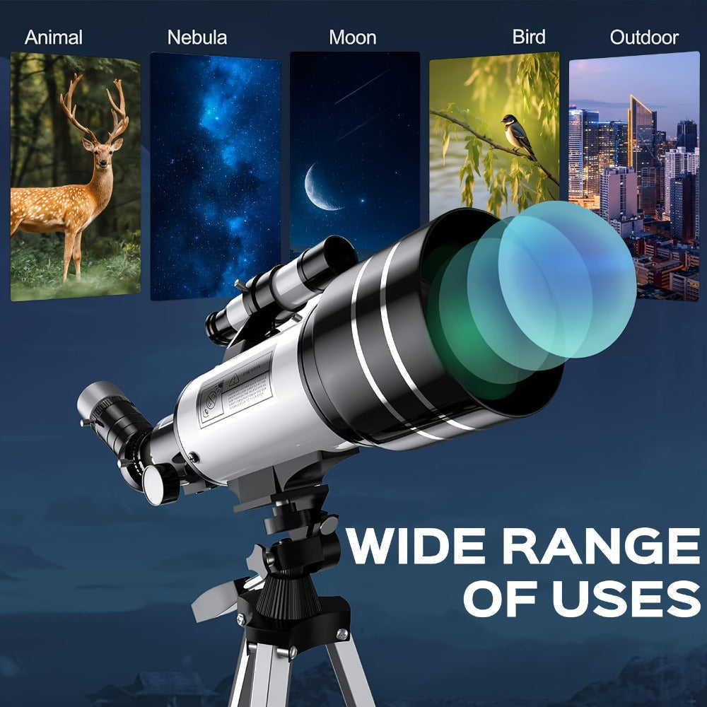 150X Telescope 70mm Aperture for Adults High Power Portable Monocular with Tripod Phone Holder Eyepiece Barlow Lens for Stargazing Nature Viewing Bird Watching Education Gift