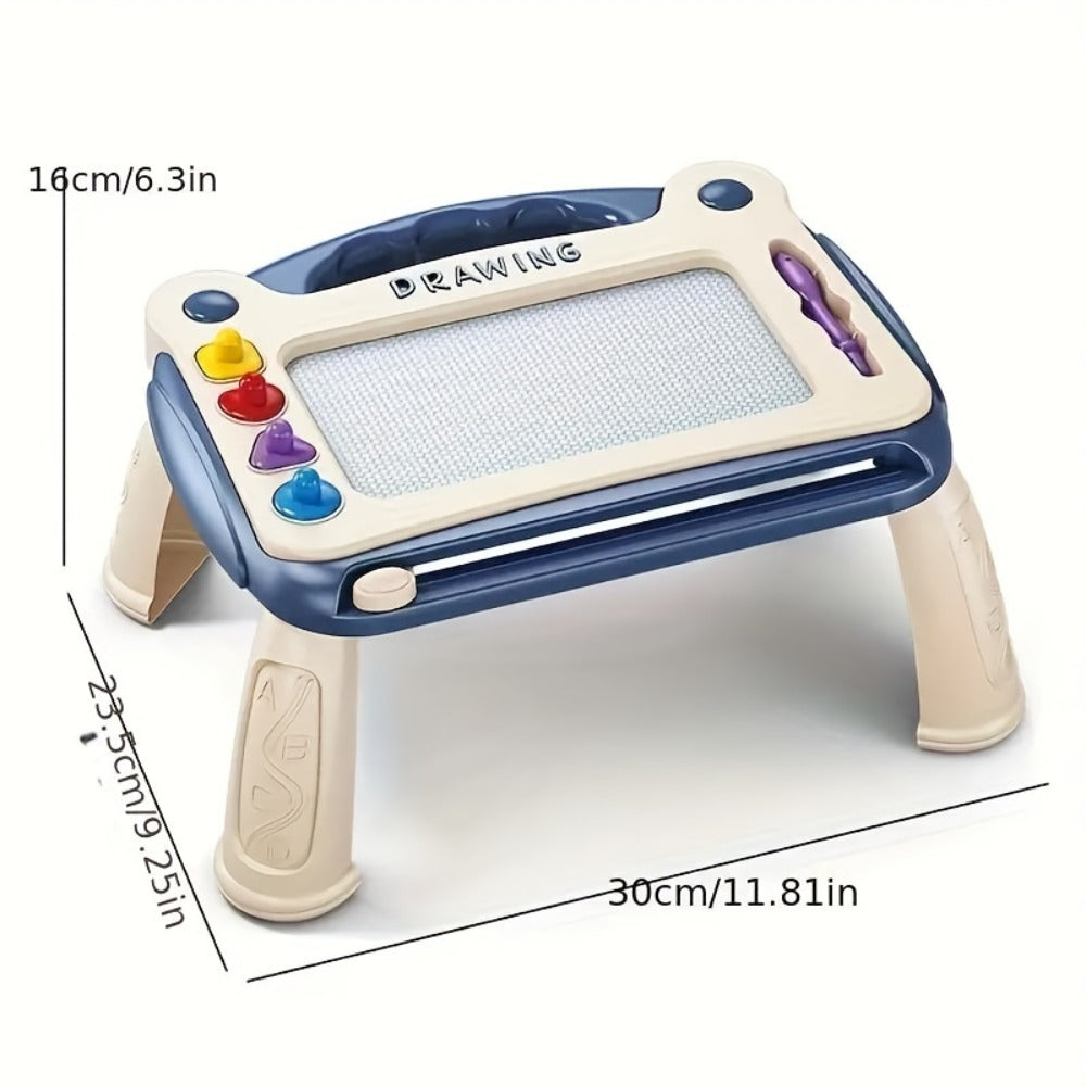 Kids Drawing Board Easel Upgraded with 4 Stamps & Paintbrush – Sturdy Legs Brackets Early Learning Art Toy for Toddlers Boys Girls Ages 3-8 Birthday Easter Christmas Gift Blue Pink Green