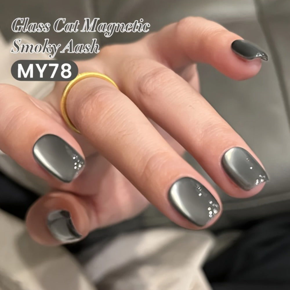 Cat Eye Magnetic Gel Polish Smoky Ash Grey 10ml BORN PRETTY — Semi-Permanent Soak-Off UV LED High Gloss Nail Varnish with Cat Eye Magnet Included, Long-Lasting Salon & Home DIY Nail Art Women