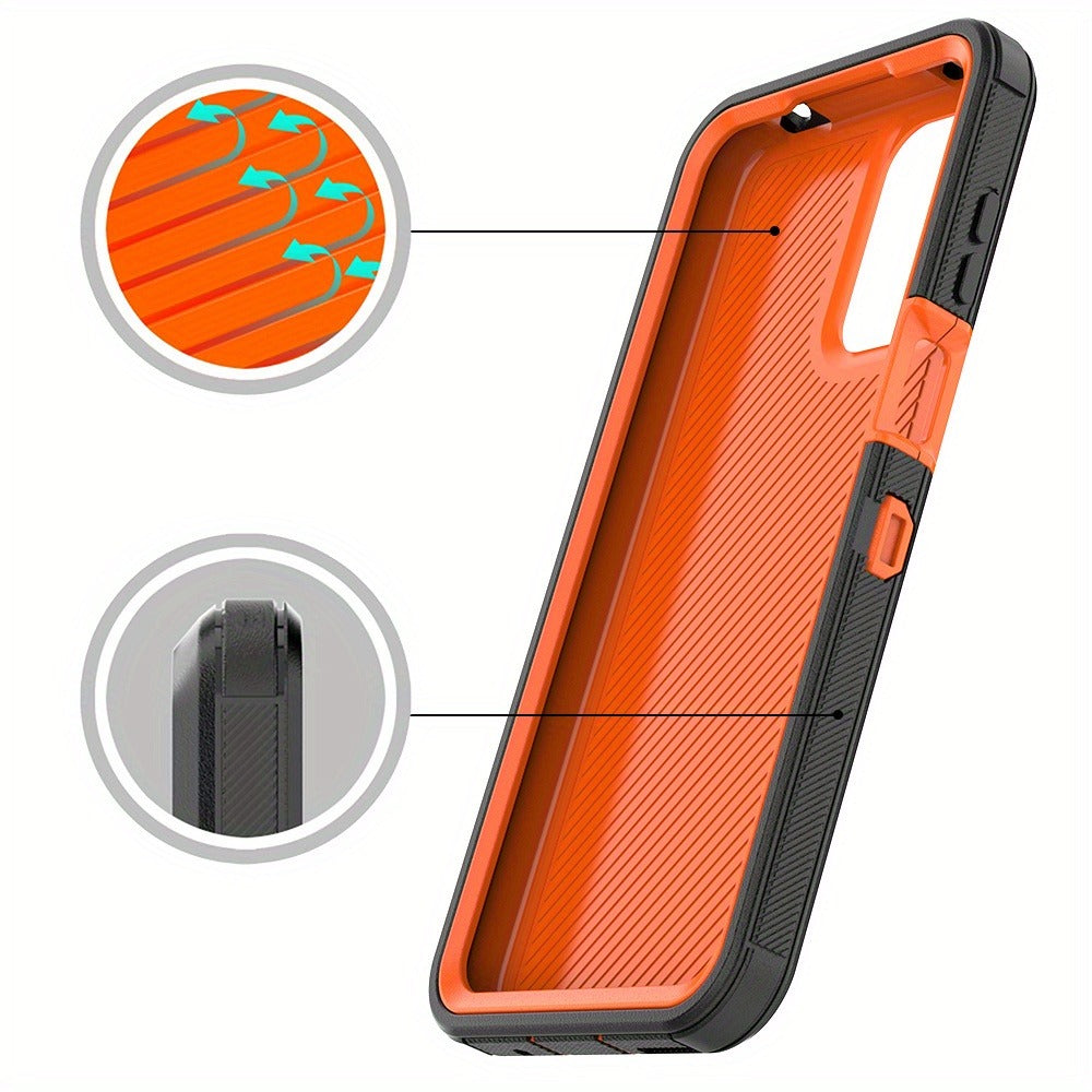 Moto G Play 2024 Heavy Duty Case Belt Clip Holster Kickstand - 3-in-1 Rugged Shockproof Protective Cover with Multi-Layer Drop Protection for Motorola Moto G Play 2024, Black Orange Blue Purple Green