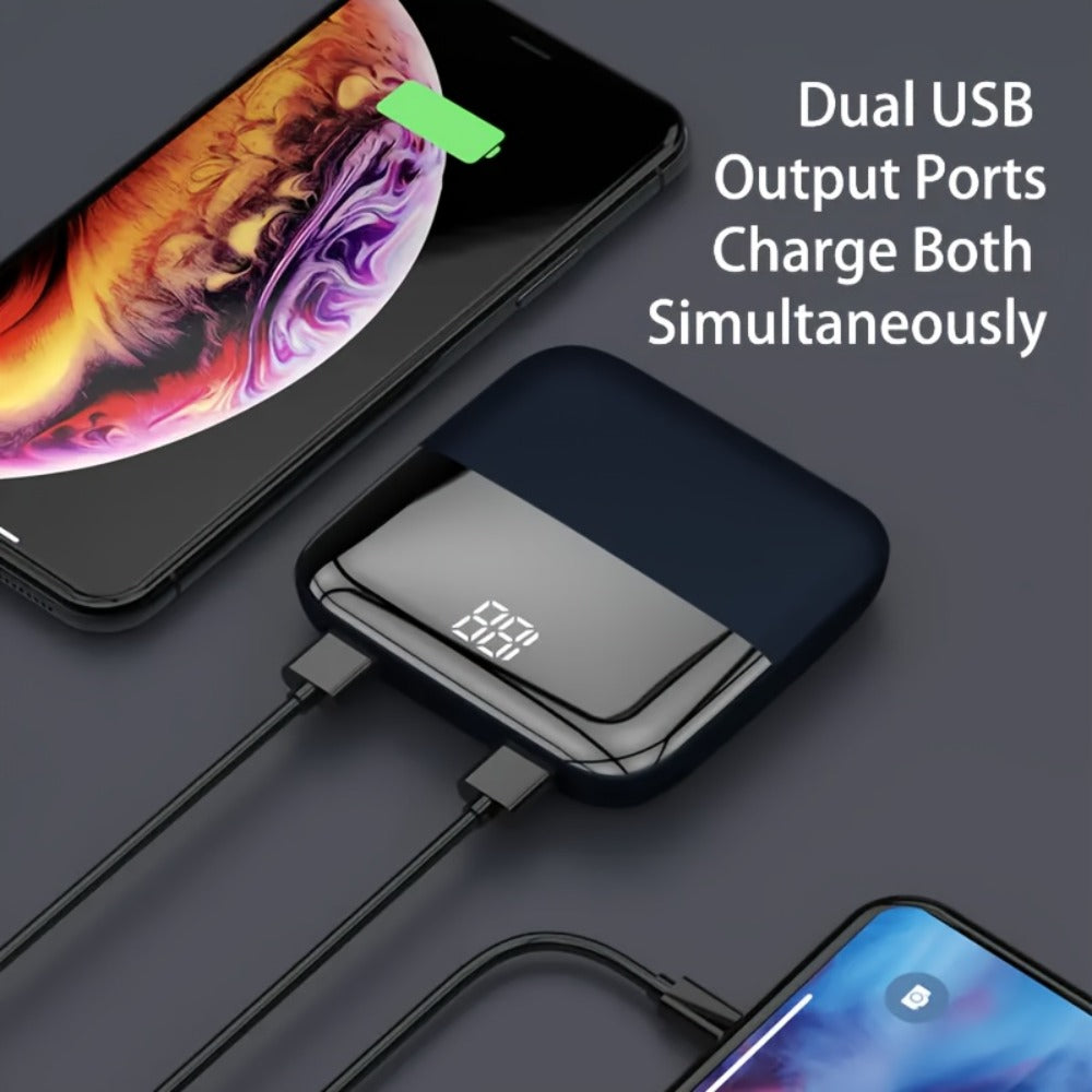 Mini Power Bank 10000mAh Pocket Portable Charger USB-C 5V 2A Slim Compact Battery Pack for iPhone Samsung Xiaomi Android – Lightweight Travel Everyday Carry Charger, Pink Black White Red
