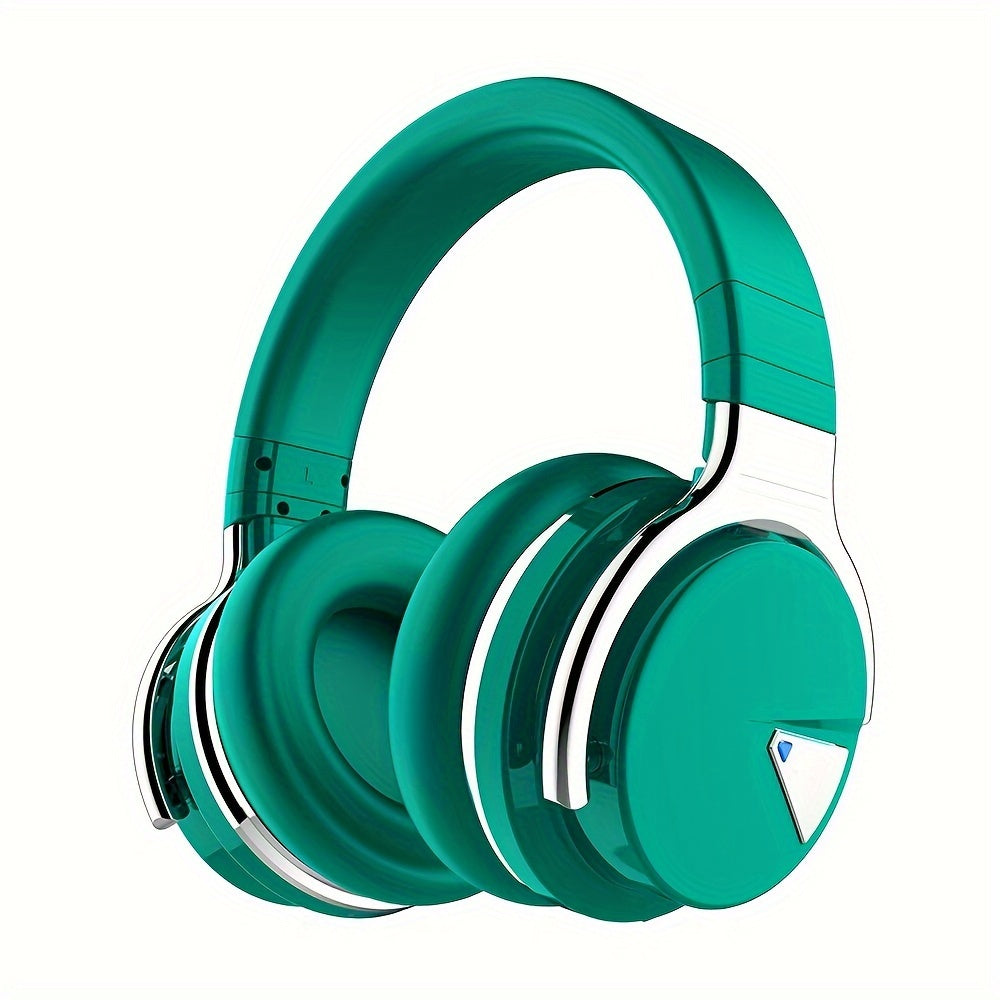 Active Noise Cancelling Over-Ear Headphones MIGHTY ROCK, Wireless Bluetooth 5.2 with 45mm Drivers Deep Bass, 30H Playtime Built-in Mic, Foldable Protein Earpads Headset for Travel Work Study Flight