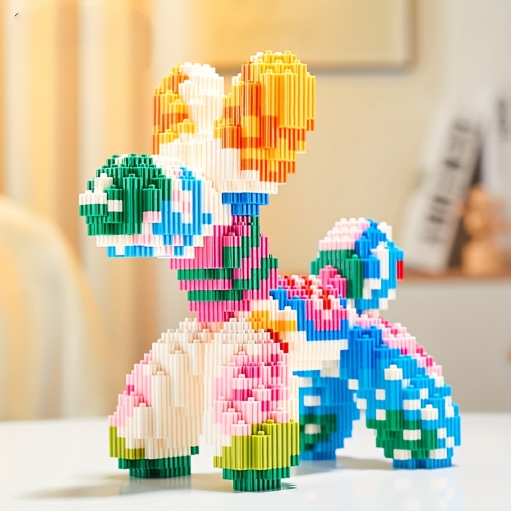 Balloon Dog Building Blocks Set, Pop Art Brick Sculpture Display Model, 5 Color Options