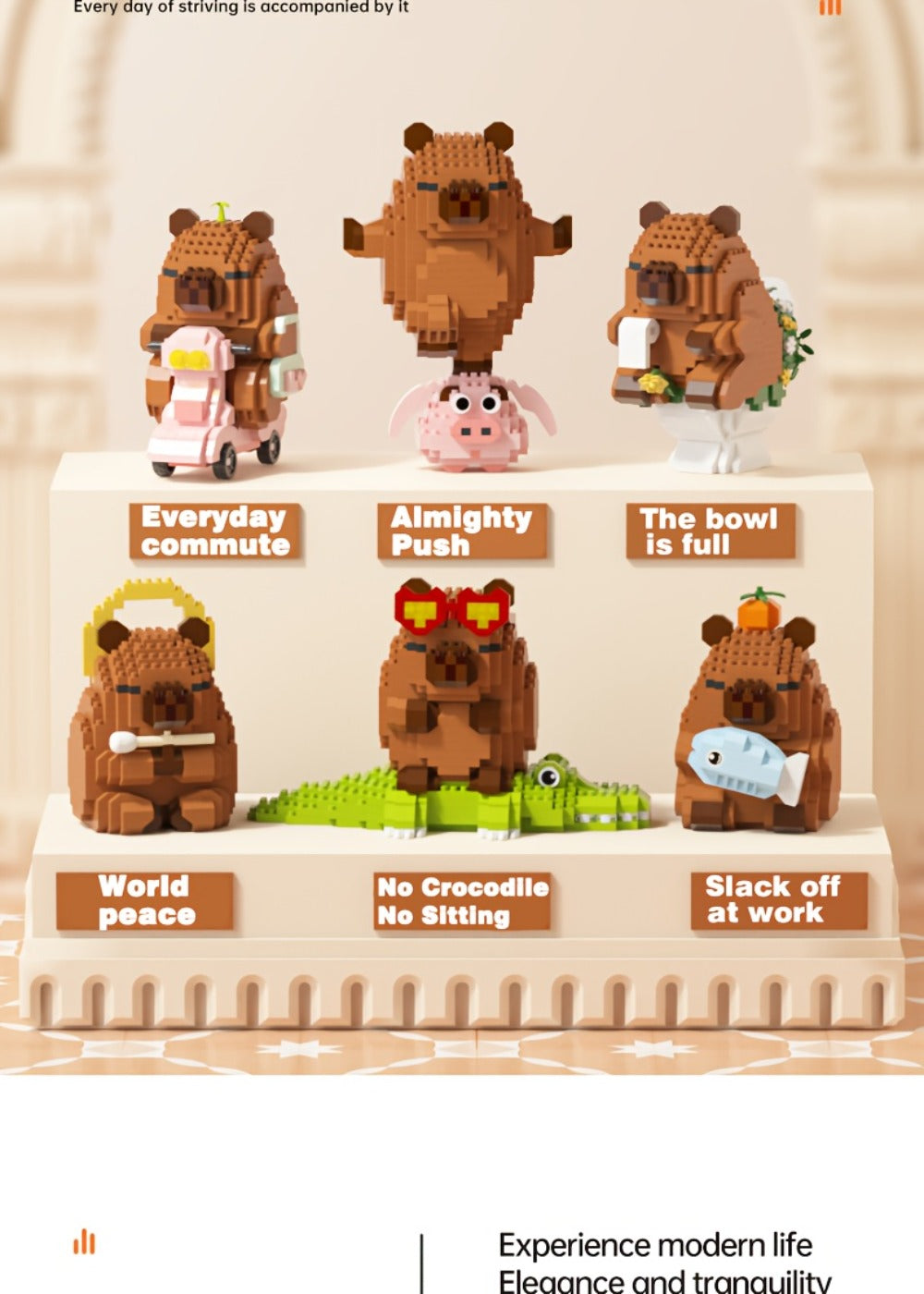 Capybara Micro Brick Scene Building Set with 4 Design Options