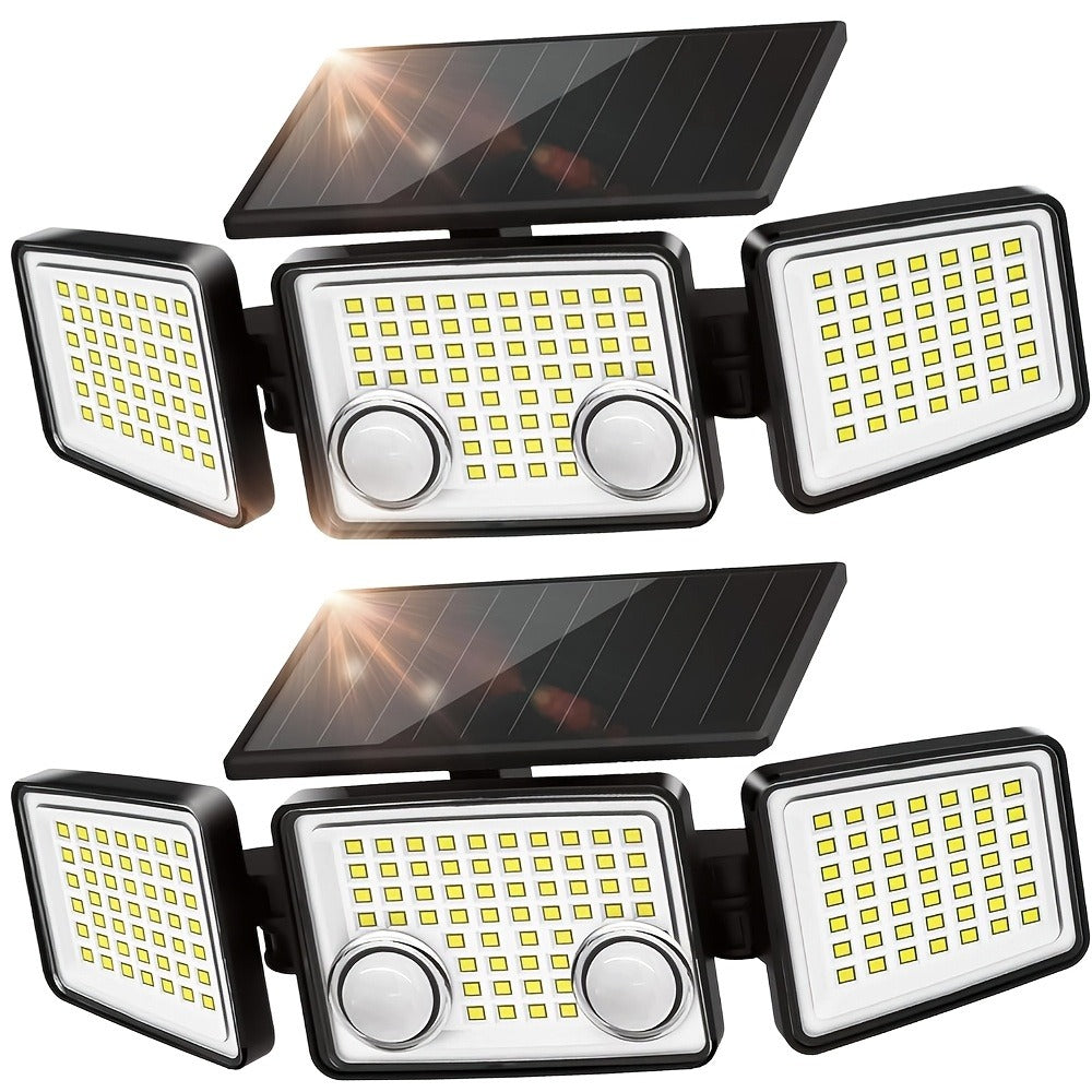 Solar Motion Sensor Light Outdoor – 3000LM 7000K 152 LED Flood Light with Dual Sensor, IP54 Waterproof, 270° Wide Angle & 3 Modes for Garden, Fence & Eaves (2 or 4 Pack)