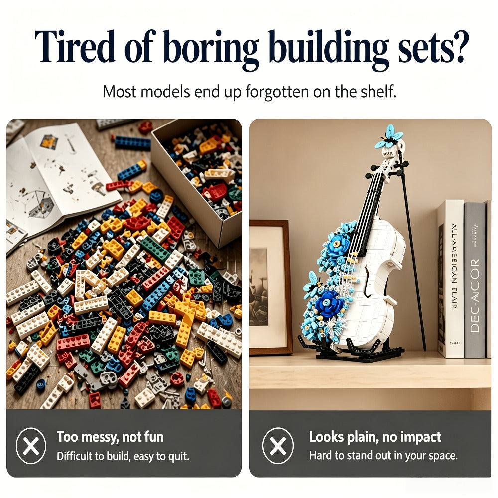 Flower Violin Building Block Set, 1,419-Piece 3D Model