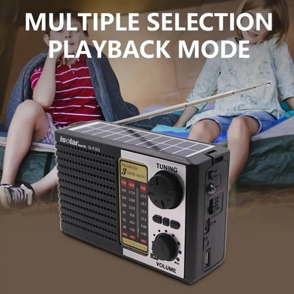 Rechargeable Solar Radio Speaker FM AM Portable Outdoor Radio with MP3 Player Flashlight Adjustable Volume for Camping Hiking Emergency Outdoor Activities Survival Gear Gift for Men