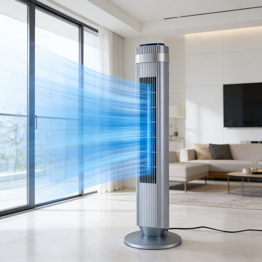 Bladeless Tower Fan with Remote, 4 Speeds, LED Display and 12-Hour Timer