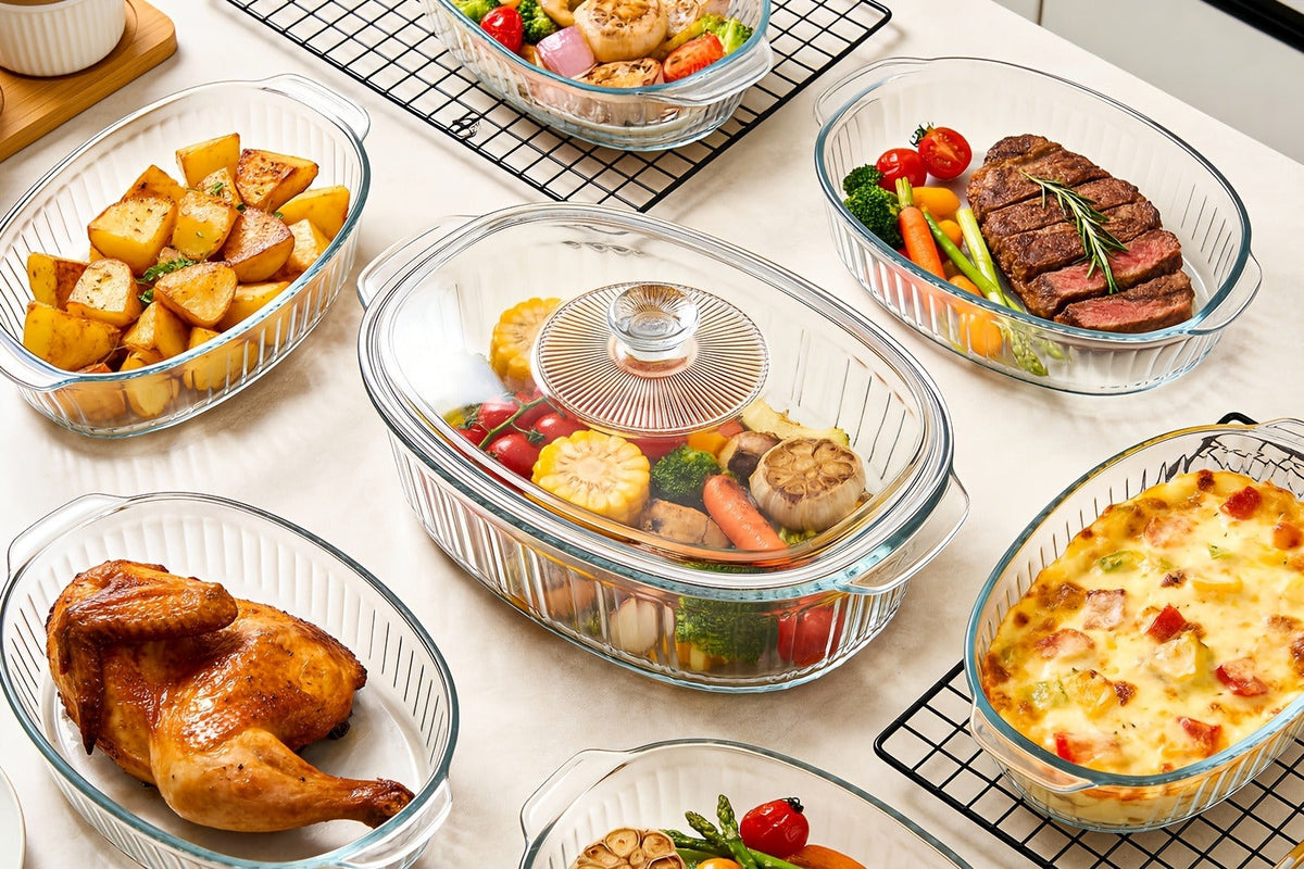 Borosilicate Glass Baking Dish with Lid 96oz – Oval Casserole Pan Microwave Oven Fridge Safe | Multi-Use for Baking, Meal Prep, Grilled Fish, Salad & Food Serving | Kitchen Bakeware with Cover