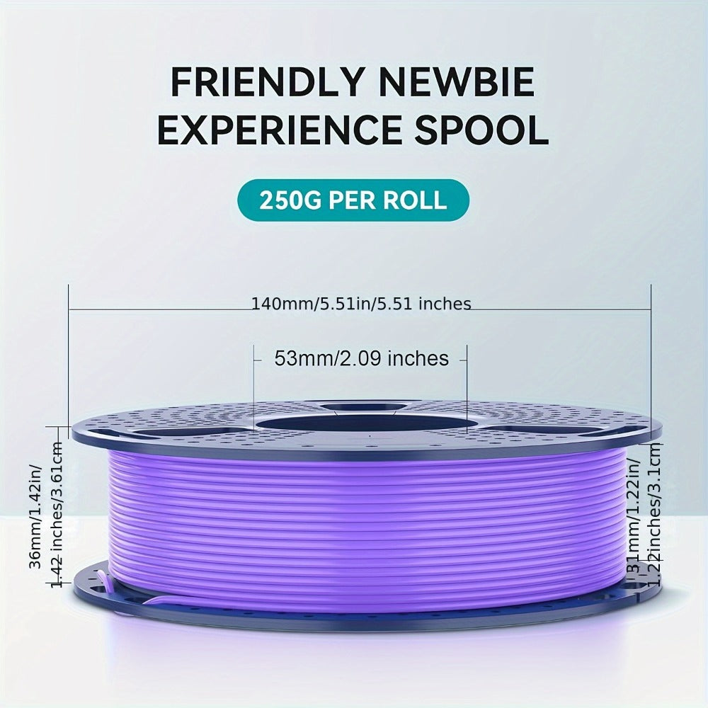 PLA Filament 8-Color Bundle 8x250g 1.75mm High Toughness – Vacuum Packed 3D Printer Filament Set 2kg | White Red Orange Yellow Green Blue Cyan Purple | Strong Durable PLA for FDM 3D Printers