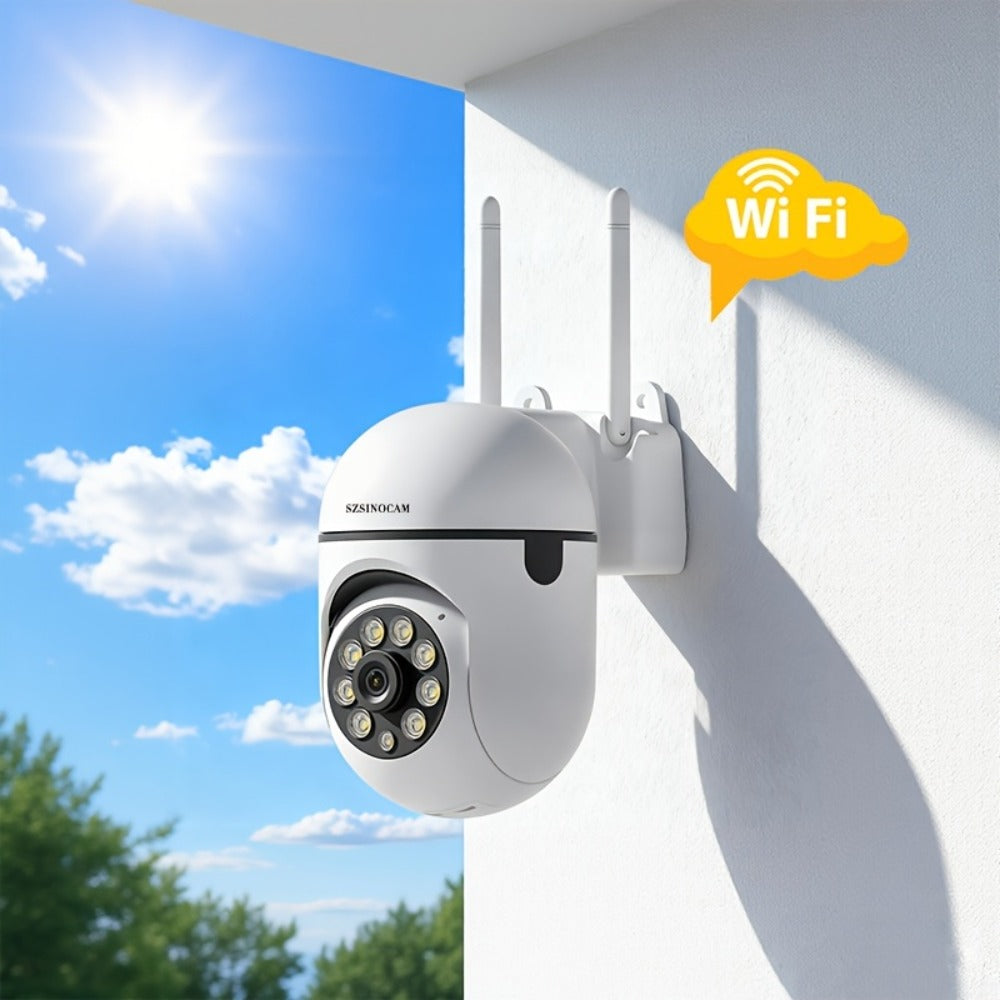 1080P WiFi Security Camera Indoor Outdoor, 360° Pan Tilt Zoom, Color Night Vision, Two-Way Audio, AI Motion Detection, Spotlight Alarm, Cloud & TF Card Storage, Remote Monitoring Home Security