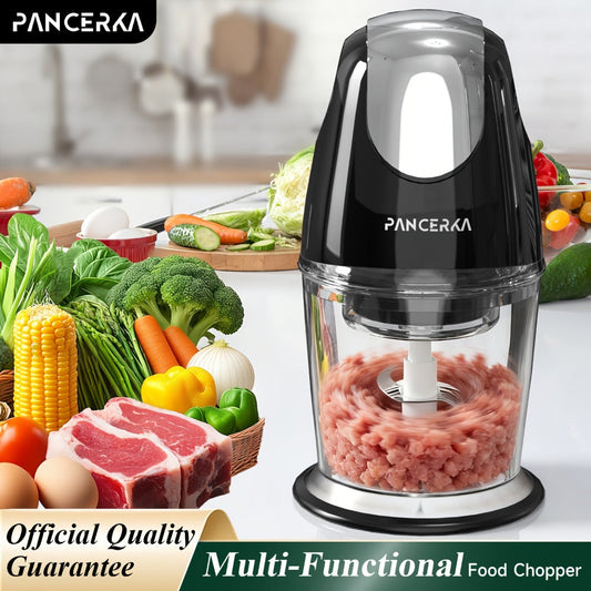 Electric Food Chopper, 600mL with 4 Stainless Steel Blades, Black