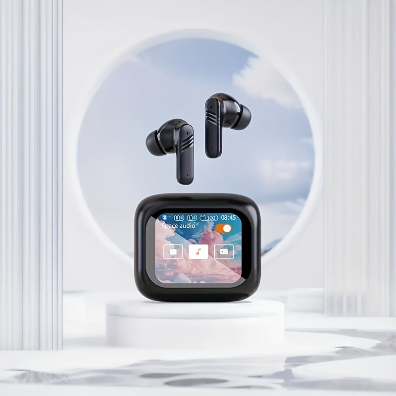 LED Touchscreen Wireless Earbuds Bluetooth 5.4, ANC/ENC Noise Cancelling, 48H Playtime, Touch Screen Control, LED Display Charging Case, True Wireless Earphones for Work Sport Travel