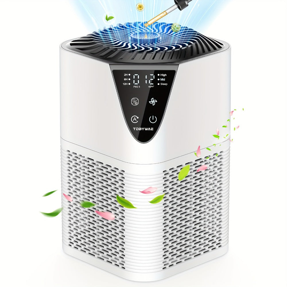 H13 True HEPA Air Purifier for Home – Covers 1250 Sq Ft, LCD PM2.5 Monitor, 360° Vortex Intake, 25dB Quiet, 3-Stage Filtration, Removes Smoke, Pet Dander & Pollen, Aromatherapy Diffuser, 3 Timer Settings