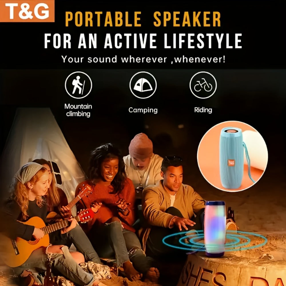 TG157 10W Dual Bluetooth 5.0 Speaker with LED Flash Lights, 5.1 Surround Sound, TF Card AUX USB FM Radio, 1200mAh Rechargeable Compact Wireless Speaker for Outdoor Camping Travel & Home Use