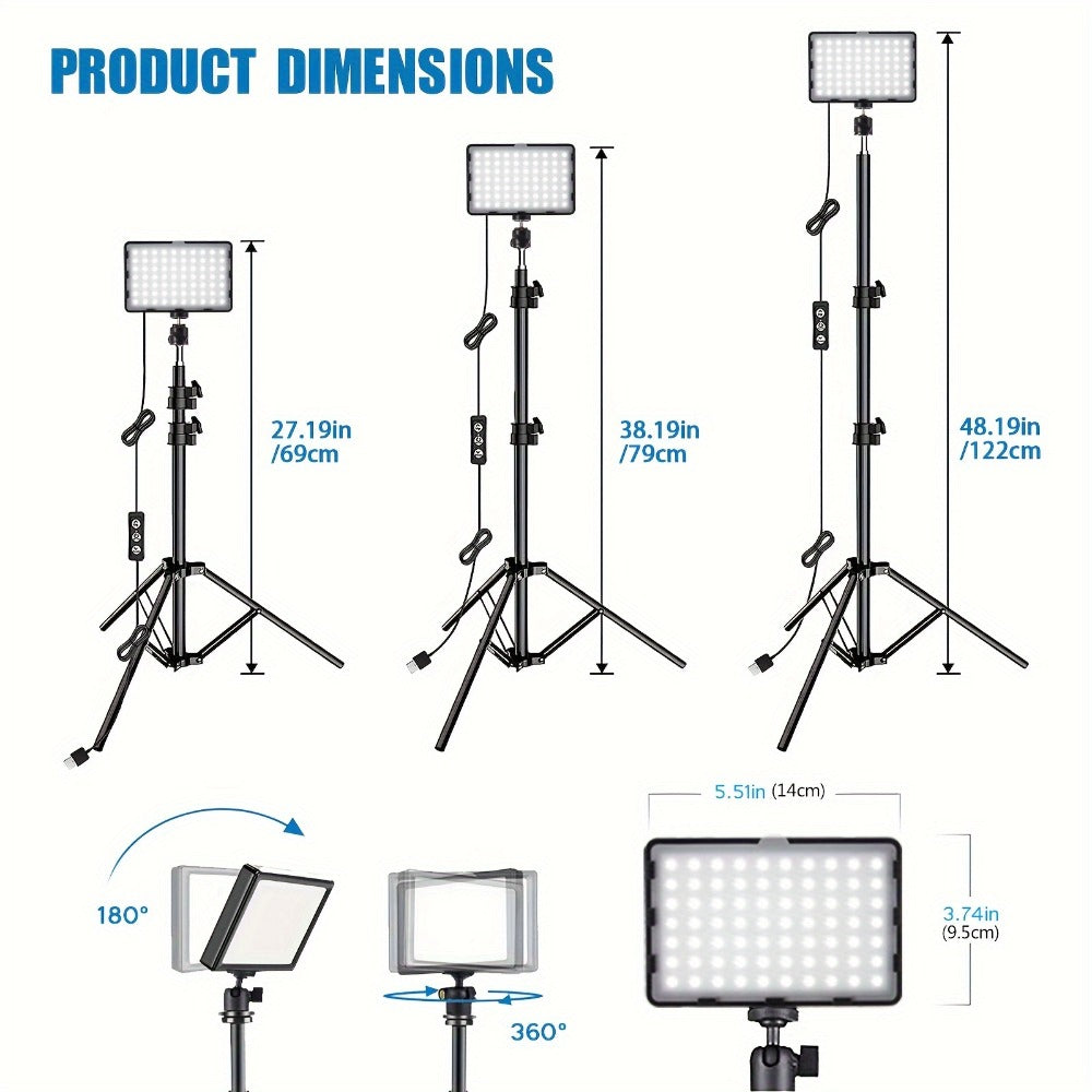 LED Video Fill Light Panel Kit with Tripod Stand & RGB Filters | Dimmable 5600K Studio Light for Vlogging, Photography, Video Streaming & Tabletop Shooting | 2 or 3 Pack