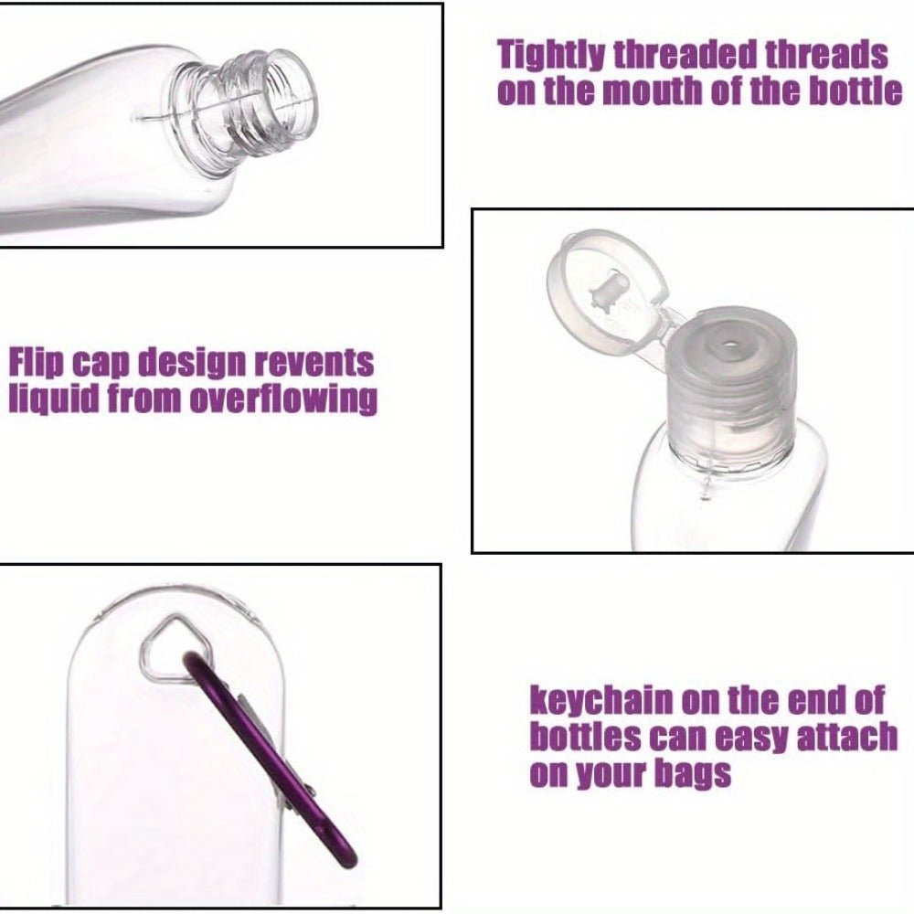TSA Approved Travel Bottles with Keychain Leakproof Refillable Squeeze Containers 50-Pack Clear Plastic 1.7oz 50ML for Toiletries Lotion Shampoo Conditioner Soap Hand Sanitizer Essential Oils