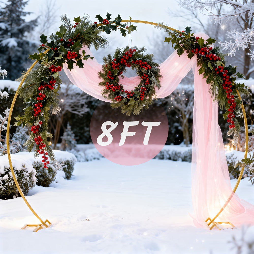 Balloon Arch Stand 8FT Round & Square Background Frame Reusable Event Decoration for Wedding Birthday Valentine's Day Party Christmas Garden Backdrop Photo Booth Decor
