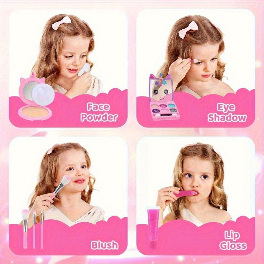 Kids Makeup Set with Crossbody Coin Purse, Washable Princess Cosmetics for Dress Up & Role Play