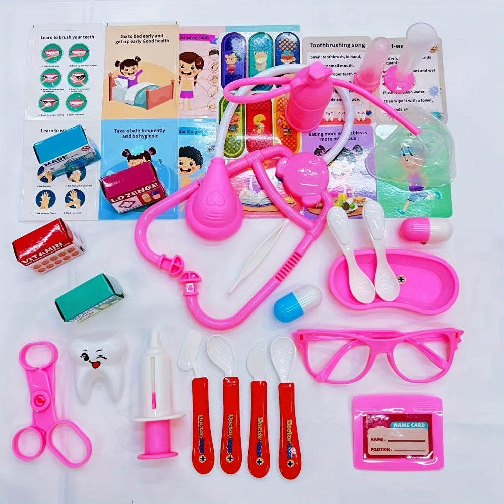 Pink Doctor Pretend Play Kit, 40-Piece Medical Role-Play Set